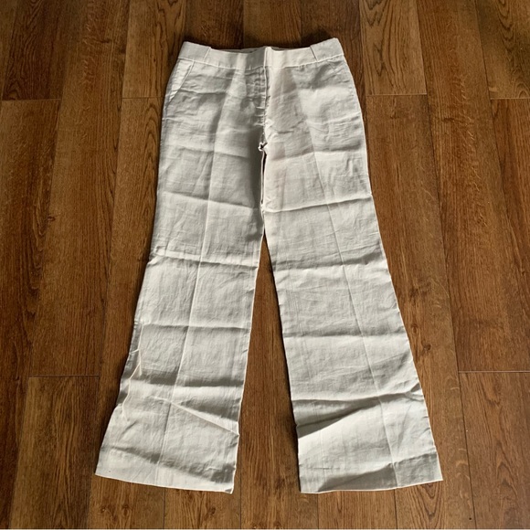 J. Crew Pants - NWT J. Crew City Fit 100% Linen Pants Women's 8 - Flax Beige Wide Leg Mid Rise